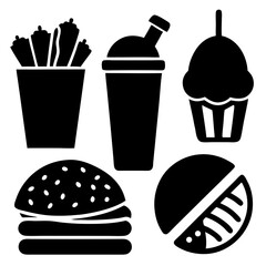 

Silhouette of hot dog french fries and soft drink icon vector black color silhouette | Premium AI-generated vector
