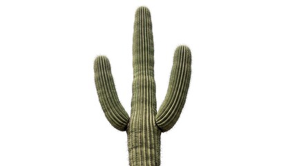 Standing Cactus Plant with Three Arms on White