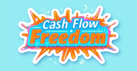 Bright graphic displays Cash Flow Freedom text. Vivid colors, playful design suggest financial independence, success. Positive message.