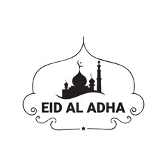 vector illustration of a mosque, Eid al adha festival social media banner and Eid Mubarak post template. 