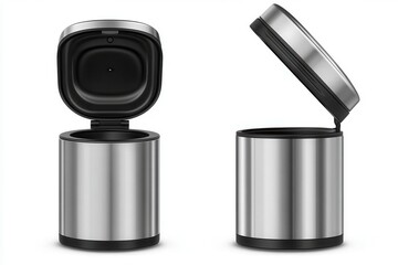Modern, Sleek Trash Can, Open/Closed Views