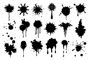 Grunge blots Hand drawn paint splatter Ink drops Vector
