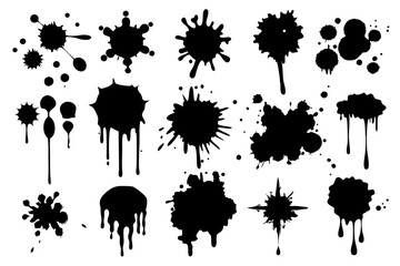Grunge blots Hand drawn paint splatter Ink drops Vector