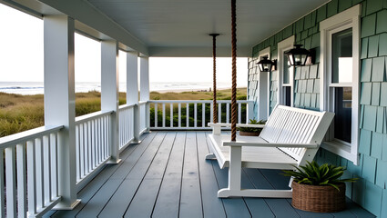 Charming beach house with porch swing