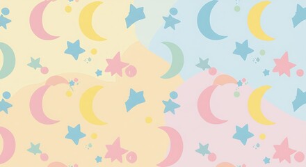 Pastel Moon and Stars Pattern Whimsical Background