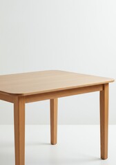 Empty Wooden Table with Square Shape and Rounded Corners