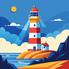 Lighthouse on rock stones