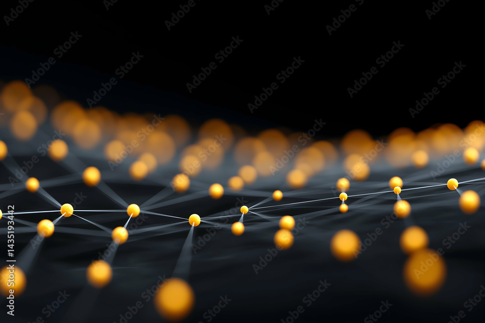 Aufkleber a visually striking abstract image featuring glowing yellow spheres connected by lines against a dar