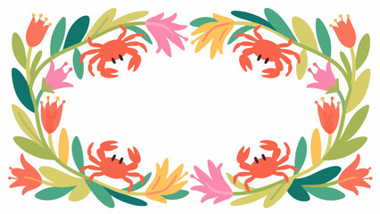 Flower pattern, flower vector pattern surrounds the border.