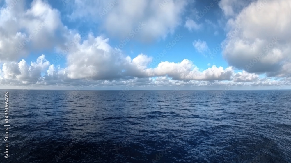 Aufkleber serene ocean expanse under a vast sky filled with fluffy clouds capturing the tranquil mood of the o