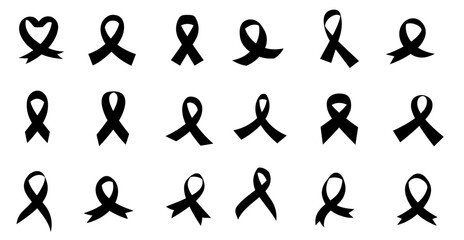 Breast Cancer Ribbons Set. Vector. Editable