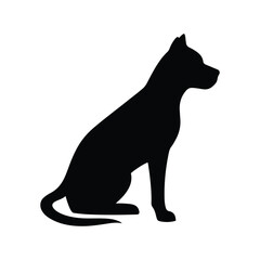 Silhouette of dog. Sitting dog on white background. Vector illustration . 