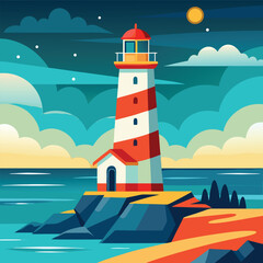 Lighthouse on rock stones