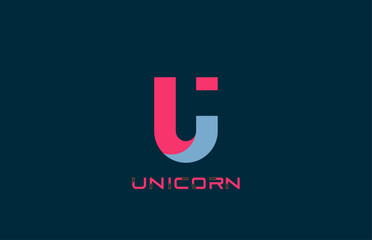 modern minimalist U latter logo design, abstract colorful typography emblem: