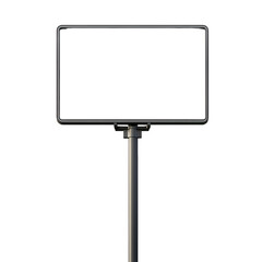 Fototapeta premium a blank rectangular sign mounted on a vertical pole. designed for advertising or informational purposes the sign's empty space allows for customization with text or graphics. making it versatile for v