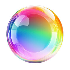 Beautiful rainbow colored soap bubble isolated on a Transparent background showcasing vibrant hues and reflections, rainbow colors soap bubble isolated on White background