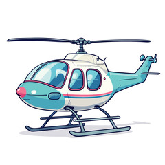 Vsai cartoon helicopter standing on landing gear with rotating blades
