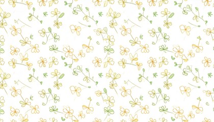 Naklejka premium Delicate Yellow and Green Floral Pattern Seamless Illustration