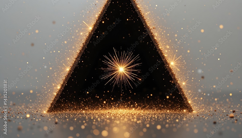 Poster dynamic sparkling triangle with radiant light effects in abstract digital art enigmatic atmosphere c