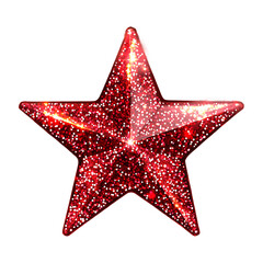 Obraz premium Red glitter star shiny sparkle Christmas holiday decoration festive bright glowing isolated on a transparent background.