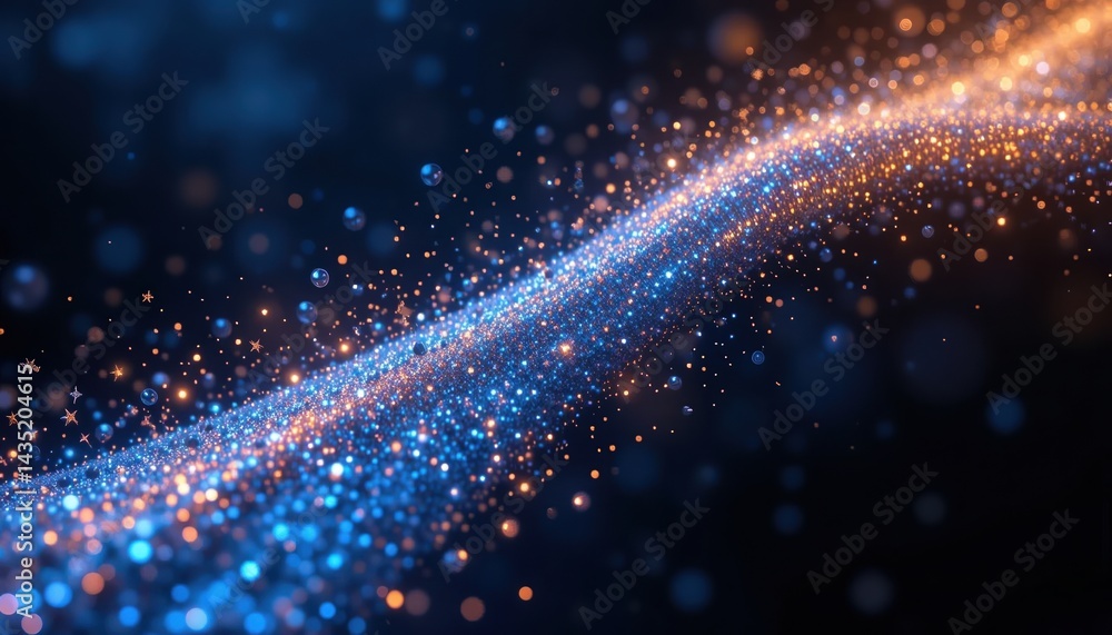 Aufkleber dynamic particles flowing in a cosmic spectrum abstract digital art vibrant colors dark background e