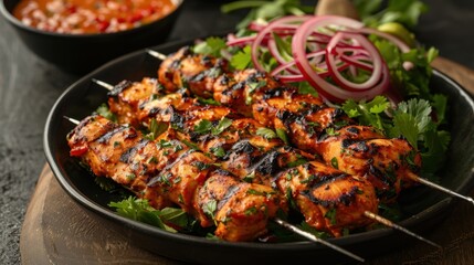 Popular Food,Chicken satay with peanut sauce