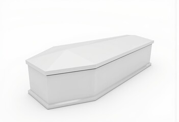 White coffin on a clean white background  