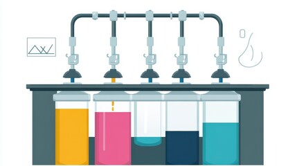 Recycling process concept flat design front view household waste water color Triadic Color Scheme. 