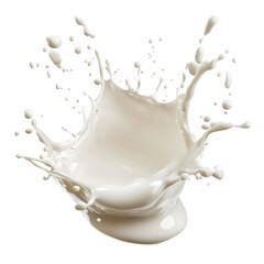 Milk splash captured in crisp detail isolated on Transparent background, Milk splash isolated on white and isolated on PNG background
