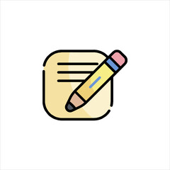 Icon representing note with pencil