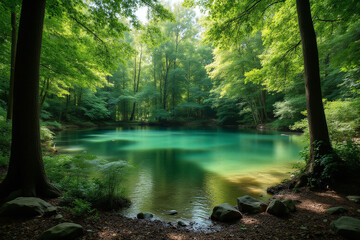 Obraz premium forest filled with lots of green plants and trees