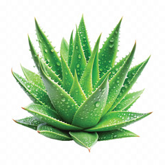 realistic clump of green aloe vera plant isolated on transparent background