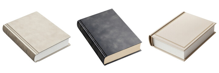 Minimalist Collection of Stylish Blank Books Isolated on Transparent Background