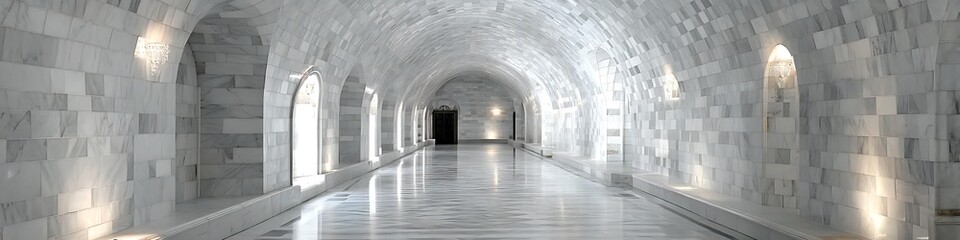 Elegant White Stone Corridor Interior