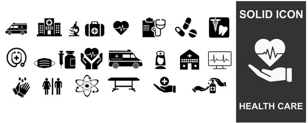 Health Care Icon set collection of ambulance,heart,nurce,hospital,higine,and more vector illustration