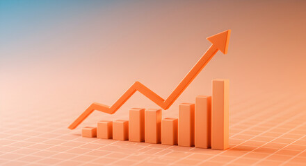 Orange Business Growth Chart With Upward Arrow on Gradient Background Illustrating Financial Success