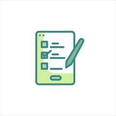 Smartphone displaying checklist with pen hovering over it, representing task management and productivity in a modern, clean style.