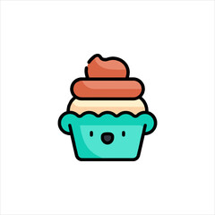 Cute cupcake with frosting sits sweetly on a white surface, radiating joy and sugary goodness with its simple, charming appearance.