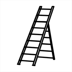 Folding ladder vector silhouette construction equipment access solution