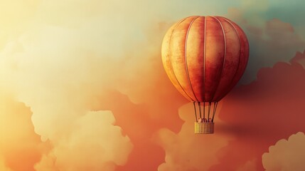 Obraz premium A hot air balloon festival with one blank balloon for text or branding.