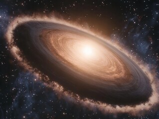 Fototapeta premium Captivating cosmic vista showcasing a majestic spiral galaxy amidst a star studded universe sparkling nebula ethereal glow celestial wonder astronomy