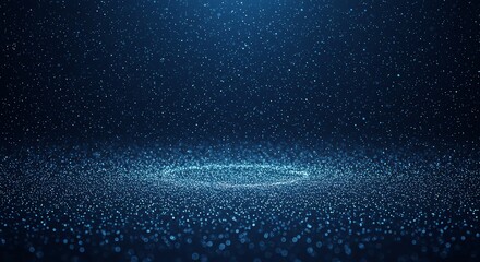 Obraz premium Abstract Sparkling Particle Field in Blue, Glowing Surface