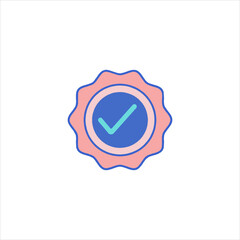 Checkmark inside scalloped circle indicates approval on white background, symbolizing validation and positive confirmation.