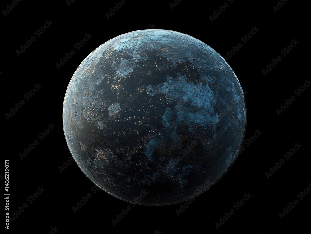 Poster detailed surface of an alien planet in deep space with craters and geological features creating a se