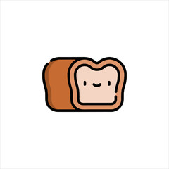 Cute loaf of bread smiling cheerfully on white surface, inviting and friendly food concept. with vibrant colors and excellent composition.