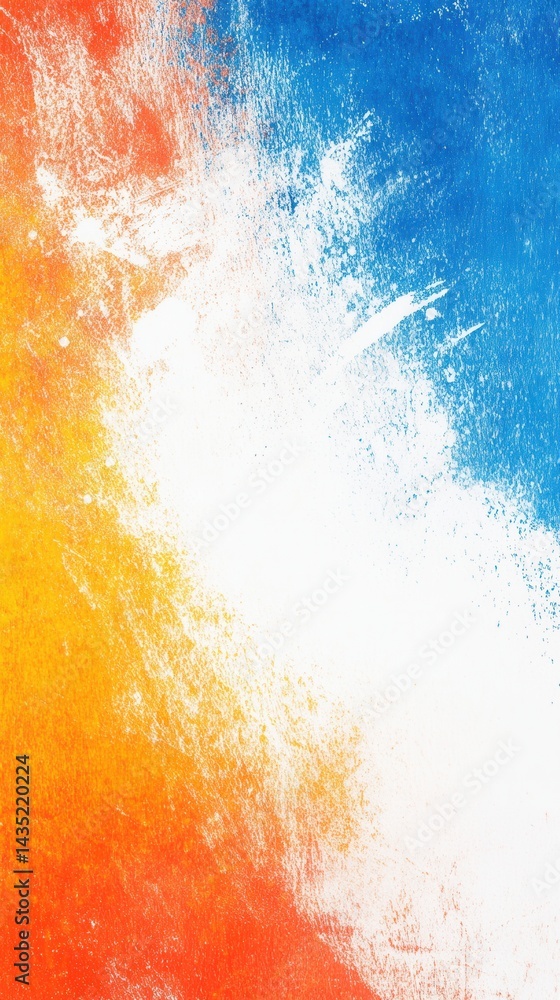 Poster abstract canvas with dynamic brushstrokes blending vibrant hues of blue orange and yellow creating a