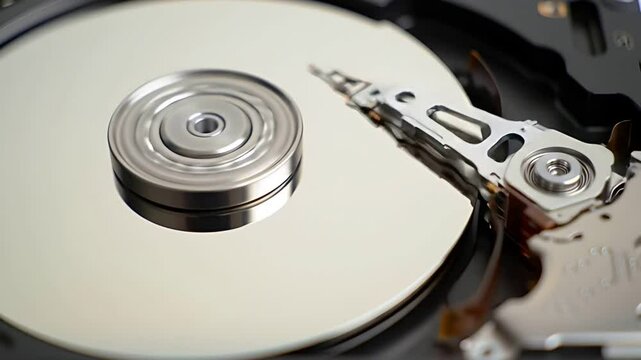 Close Up Rotating Hard Drive Platter Technology Abstract Background