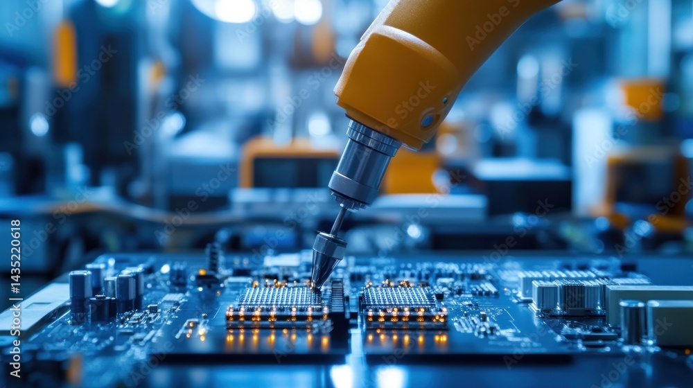 Poster automated circuit board assembly in a modern factory