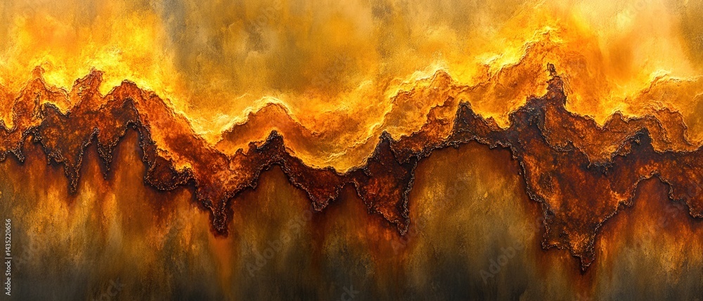 Poster abstract golden landscape with textured surface and warm tones evoking a sense of geological formati
