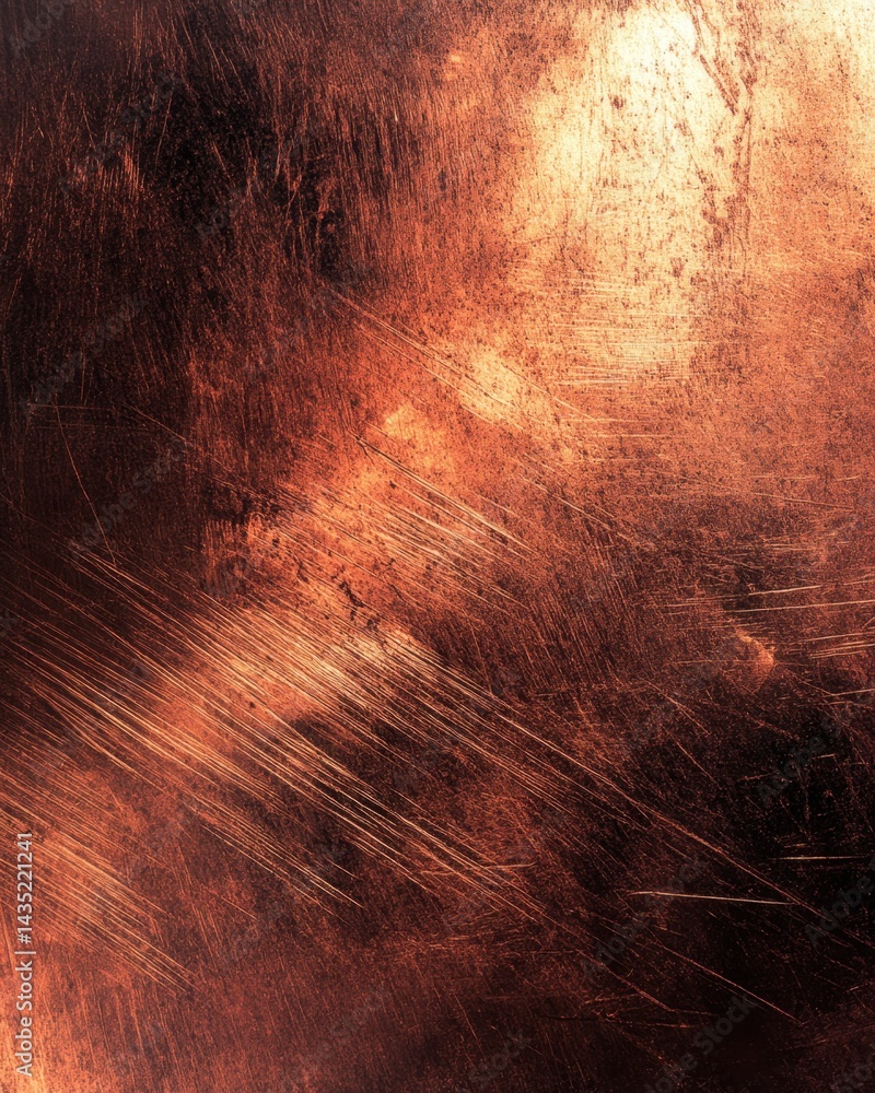 Poster abstract copper texture background with scratches and light reflections for industrial design and vi
